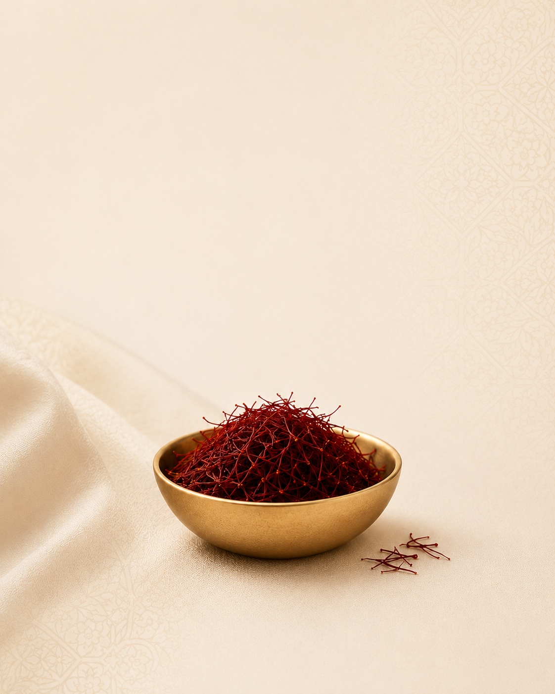 Premium saffron threads arranged as a refined still life
